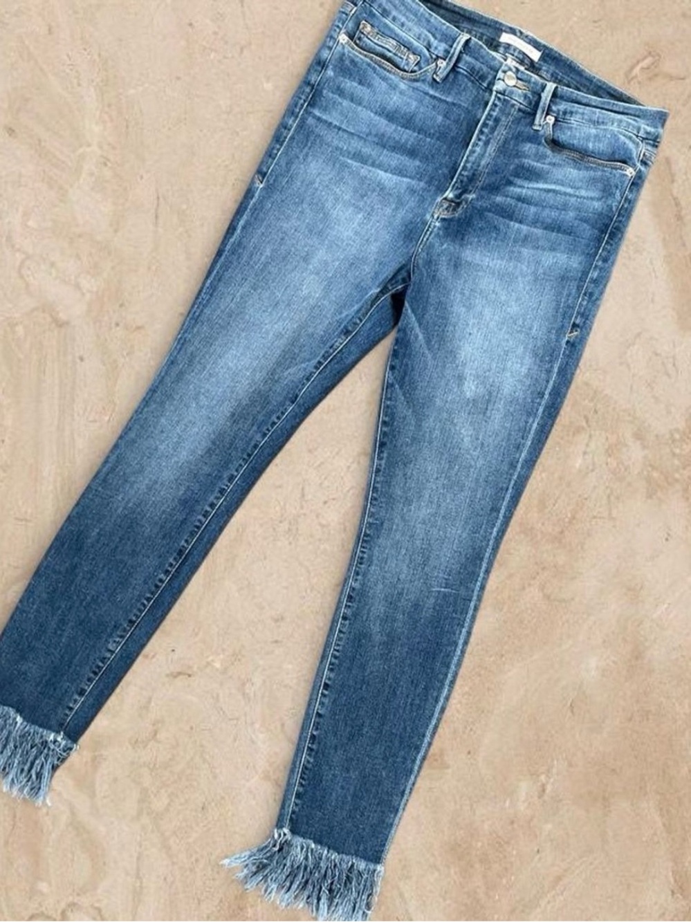 Good American Good Waist High-Rise Fringe Ankle Skinny Jeans